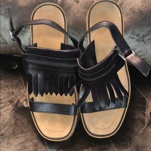Zara Leather Fringed Sandals